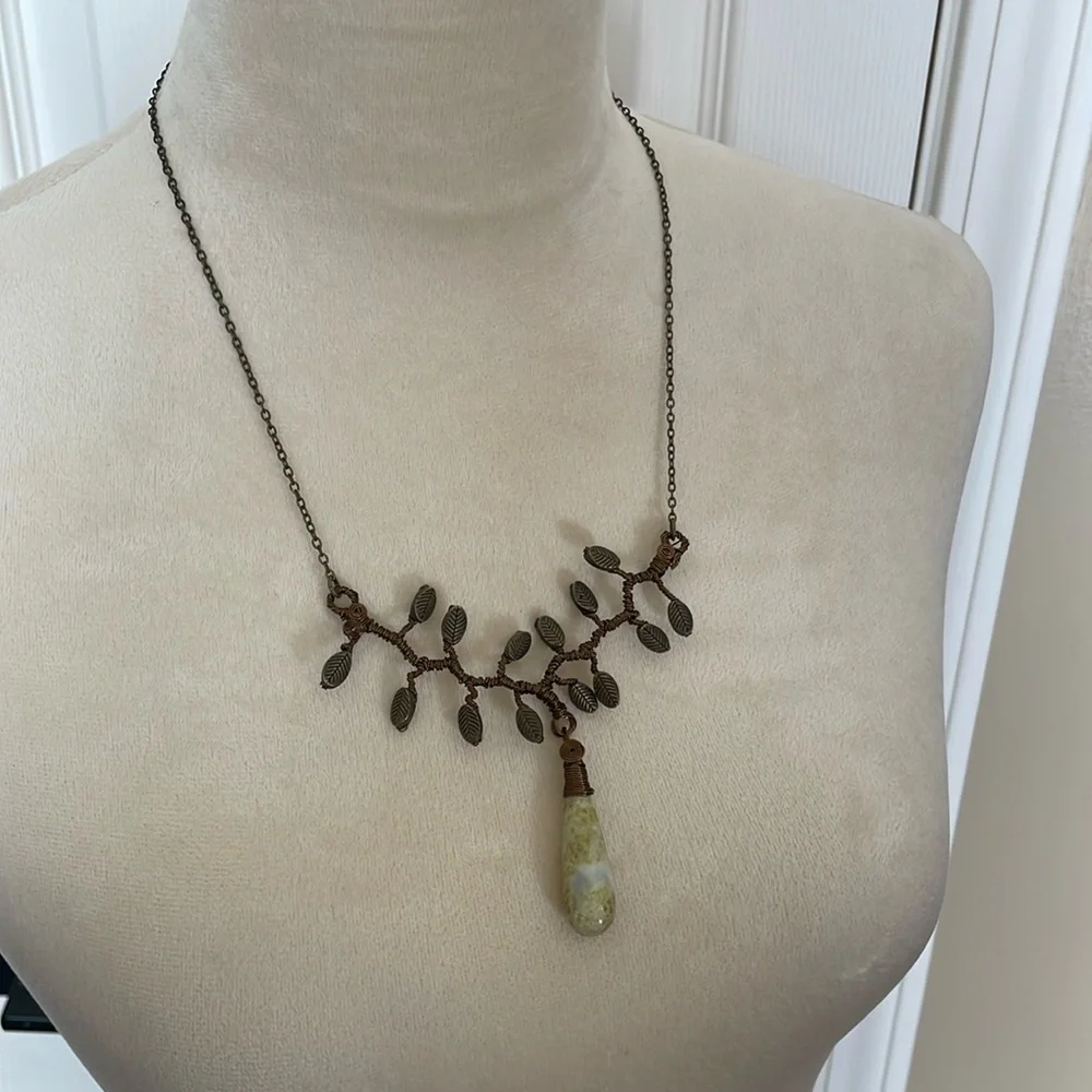 Bronze-Tone Necklace‎ with Stone Pendant